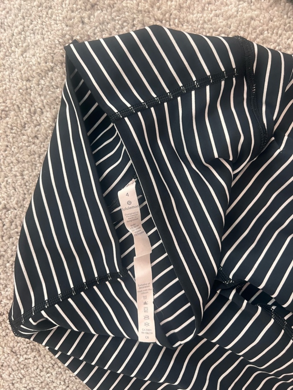 Lululemon Leggings Bundle - Gray/Navy cutouts, Black/Red Signature logo, Striped - Picture 4 of 6
